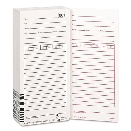 Time Clock Cards for Acroprint ES1000