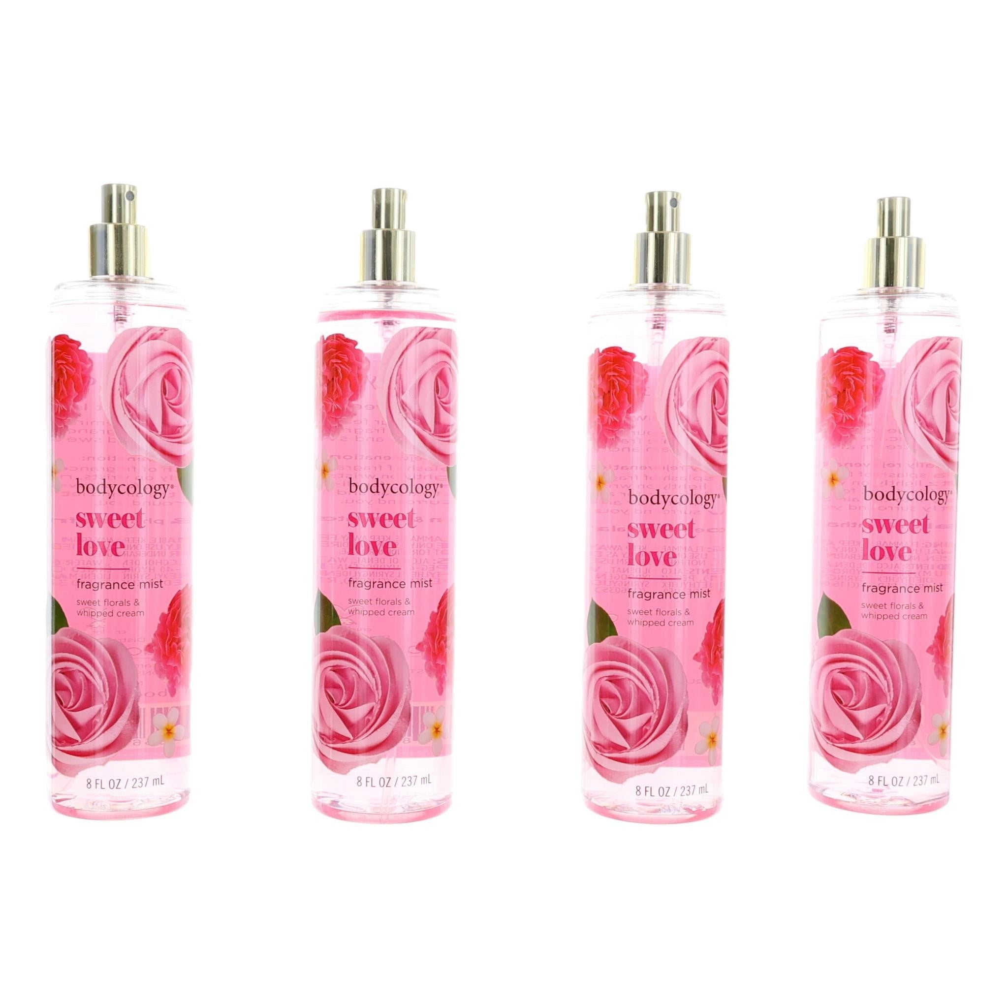 Bodycology Sweet Love By Bodycology, 4 Pack 8 Oz Fragrance Mist For Women Perfume for Women - Sweet Fragrance - 8 oz / 235ml